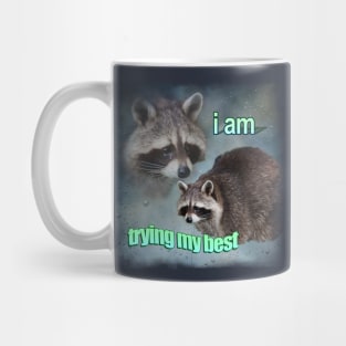 Trying Raccoon Meme Mug